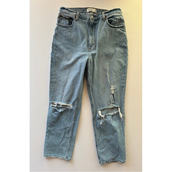 Abercrombie & Fitch Curve Love The Ankle Straight Ultra High Rise Jeans 31 12L - Picture 1 of 13